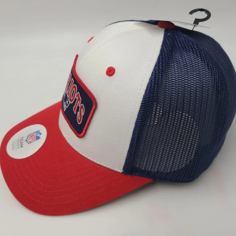 Youth New England Patriots Hat Adjustable Mesh NFL Team Apparel White Red‎ Blue